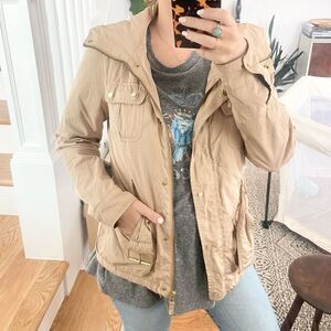Zara Utility Anorak Style Tan Belted Jacket Small